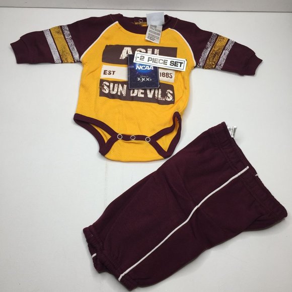 ASU Bodysuit Sweatpants Sun Devils Arizona State 0-3 Months Boys Girls Baby Set - Picture 1 of 7